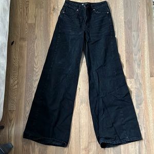 Zara Extra Wide Leg Black Denim Jean